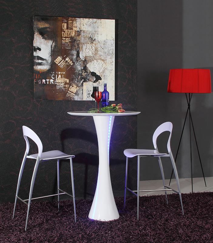 Twirl - White Contemporary LED Gloss Bar Table